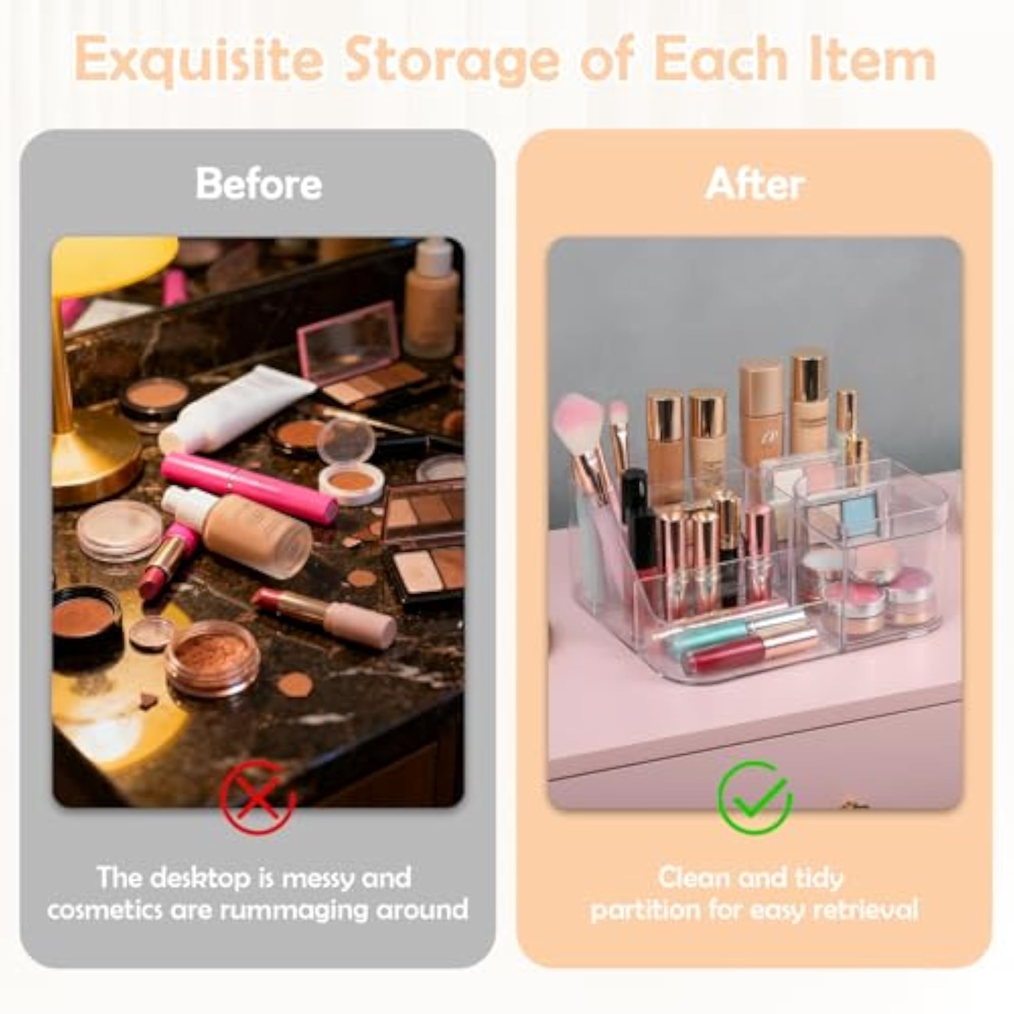 Makeup Organizer with Drawer, Large-Capacity